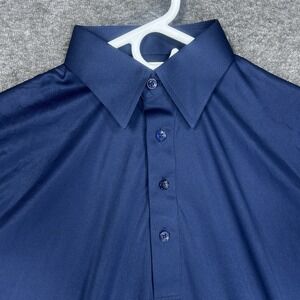 Collars and Co Polo shirt Mens M Navy Solid Stretch Point Dress Collar